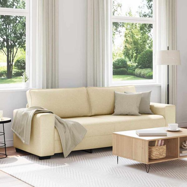 vidaXL 3-personers sofa 220x77x82 cm stof cremefarvet