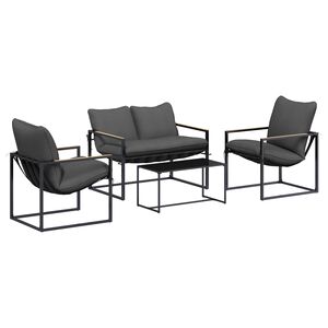 vidaXL Havesofa S&aelig;t 4 stk. Sort og Anthracit St&aring;l