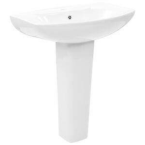 vidaXL fritst&aring;ende vask med piedestal keramik hvid 650 x 520 x 200 mm