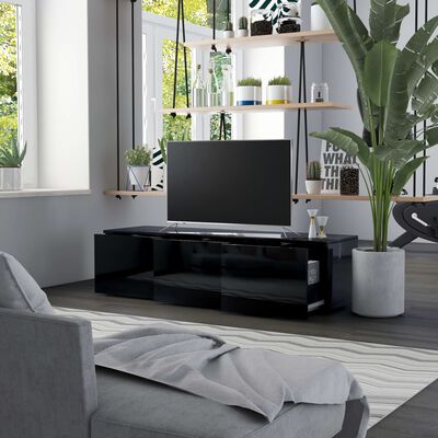 vidaXL tv-skab 120x34x30 cm spånplade sort højglans