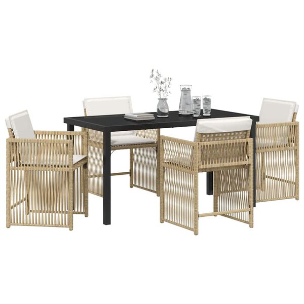 vidaXL Have Spisebordss&aelig;t 5 pcs Beige polyrattan