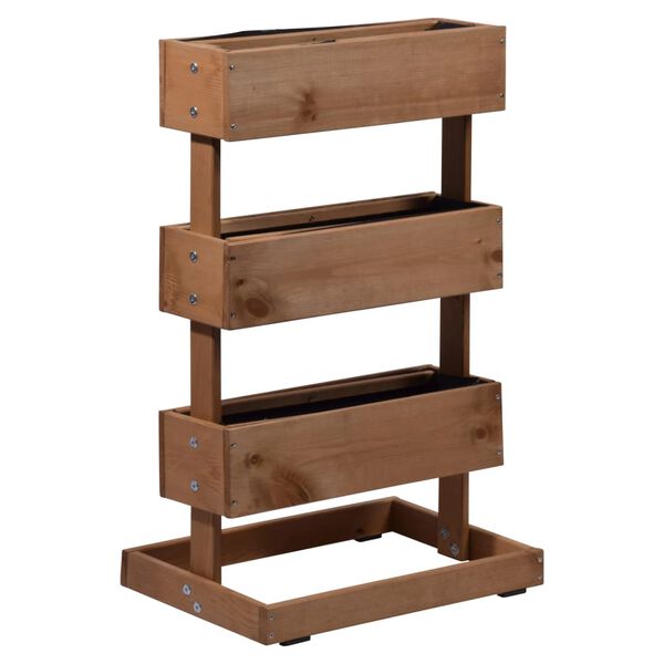 dobar lodret h&oslash;jbed med 3 plantekasser brun