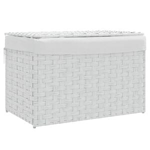 vidaXL vasket&oslash;jskurv med l&aring;g 55,5x35x34 cm polyrattan hvid