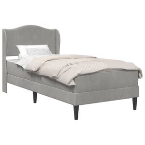 vidaXL Sengestel med hovedg&aelig;rde 2 stk. Lysegr&aring; 90 x 190 cm Fl&oslash;jl