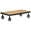 vidaXL sofabord med hjul massivt mangotr&aelig; 100x55x26 cm