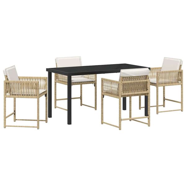 vidaXL Have Spisebordss&aelig;t 5 pcs Beige polyrattan