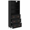 vidaXL Highboard med skuffe Sort eg 69,5 x 34 x 180 cm Konstrueret tr&aelig;