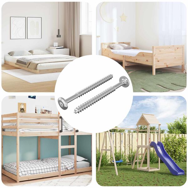 vidaXL Tr&aelig;skruer 2 pcs S&oslash;lv M6 x 70 mm St&aring;l