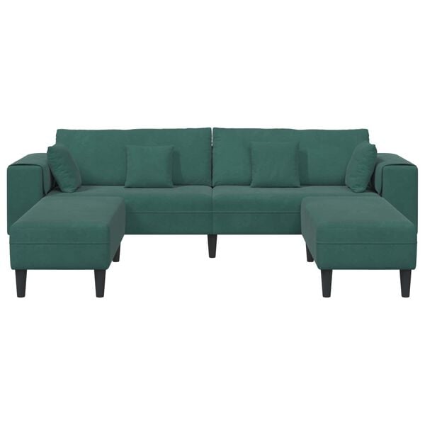 vidaXL Sofa med pude 3 pcs Mørkegrøn Fløjl