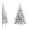 vidaXL kunstigt halvt juletr&aelig; med juletr&aelig;sfod 240 cm PET s&oslash;lvfarvet