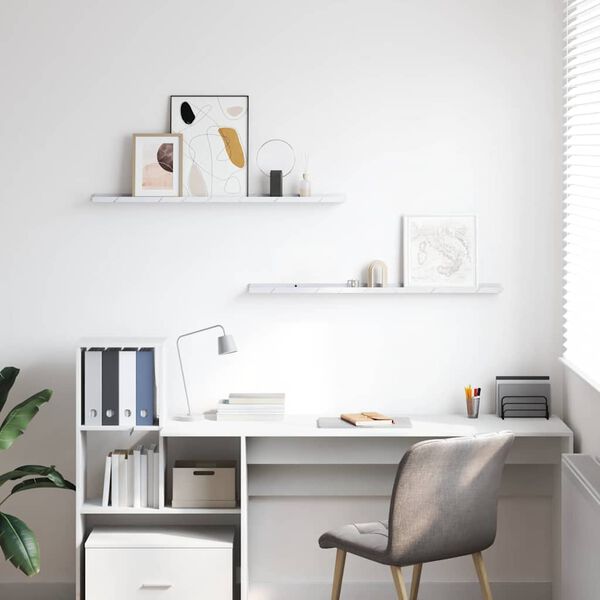 vidaXL V&aelig;ghylde 2 pcs Hvid marmor 100 x 9 x 3 cm Konstrueret tr&aelig;