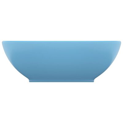 vidaXL luksuriøs håndvask 40x33 cm keramisk oval mat lyseblå
