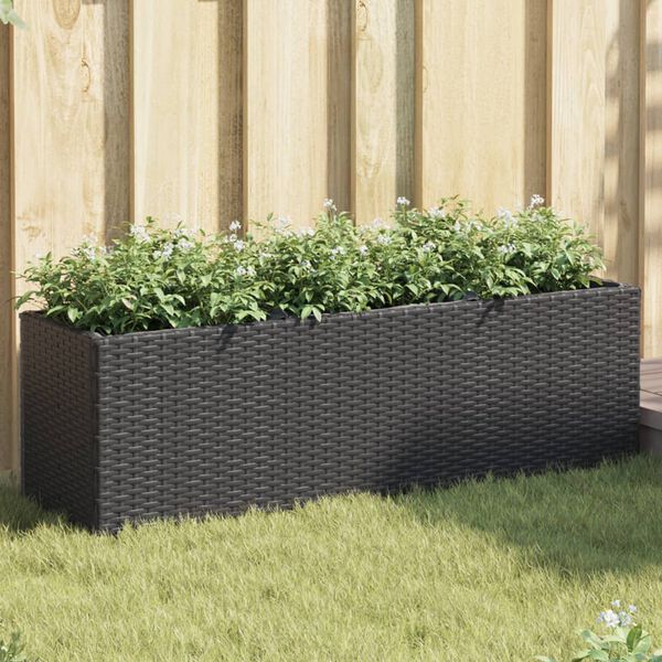 vidaXL plantekasser 2 stk. med 3 potter 105x30x32 cm polyrattan sort