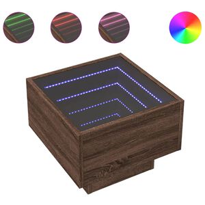vidaXL sengebord med Infinity LED-lys 40x40x30 cm brun egetr&aelig;sfarve