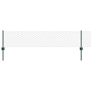 vidaXL Sekskantet hegn med stolpe 10 x 0,4 m PVC-belagt st&aring;l Gr&oslash;n Mesh