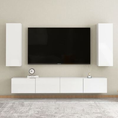 vidaXL tv-bord 30,5x30x90 cm konstrueret træ hvid højglans