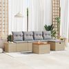 vidaXL Havesofa S&aelig;t med pude med opbevaring 6 pcs Beige polyrattan