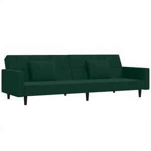 vidaXL 2-personers sovesofa med 2 puder fl&oslash;jl m&oslash;rkegr&oslash;n
