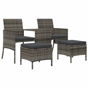 vidaXL 2-personers havesofa med tebord og taburetter polyrattan gr&aring;