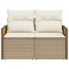 vidaXL 2-personers havesofa med hynder polyrattan beige