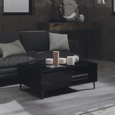 vidaXL sofabord 90x60x35 cm spånplade sort højglans