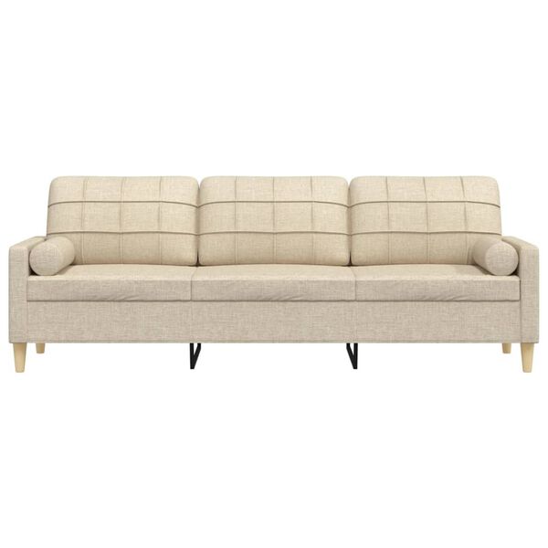 vidaXL 3-personers sofa med pyntepuder 210 cm stof cremefarvet