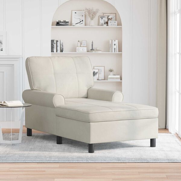 vidaXL Chaise Lounge med pude Creme 91 x 157 x 91 cm Fl&oslash;jl