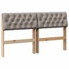 vidaXL Polstret sengegavl Gr&aring;brun 140 cm Massiv fyrretr&aelig;