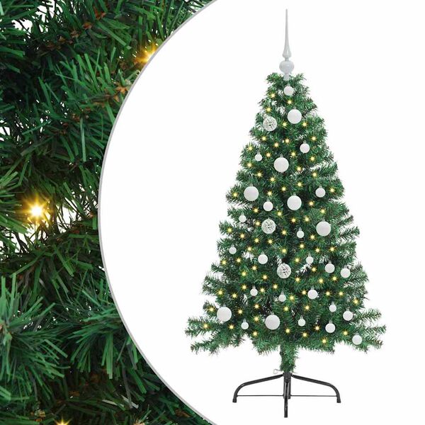 vidaXL Kunstig Forbelyst Juletr&aelig; med 150 LED'er Gr&oslash;n 120 cm PVC