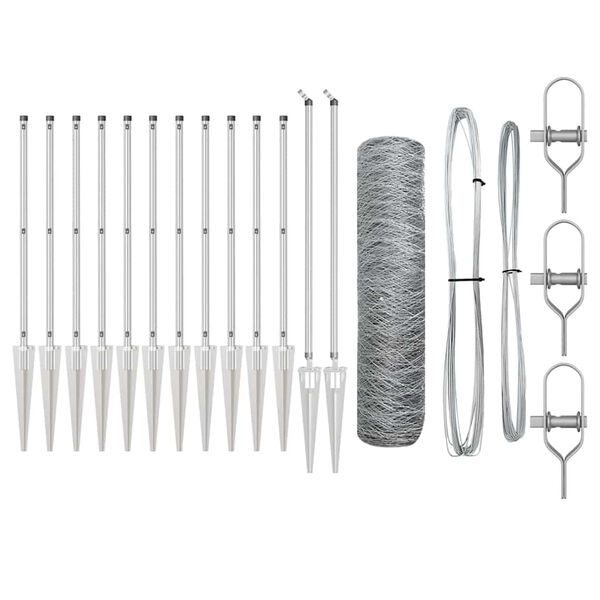 vidaXL Hegnspæl Sølv 25 x 0,8 m (50 mm net) Stål