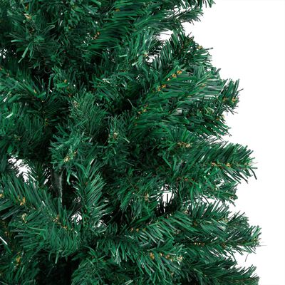 vidaXL kunstigt juletræ med lys og kuglesæt 210 cm PVC grøn