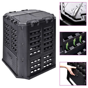 vidaXL kompostbeholder 68,9x68,9x83,9 cm 360 l sort