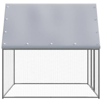 vidaXL hønsebur 2x2x2 m galvaniseret stål sølvfarvet og grå