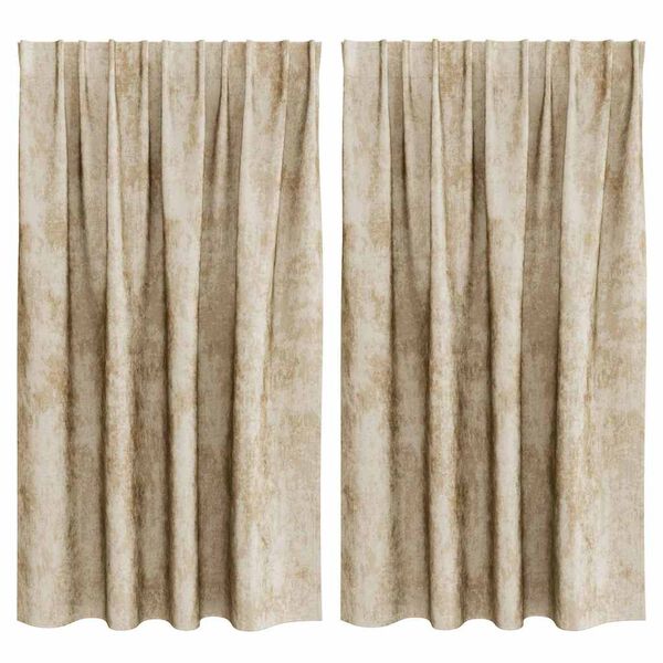 vidaXL Velour Gardiner med gardiner 2 pcs Creme 140 x 140 cm Fløjl