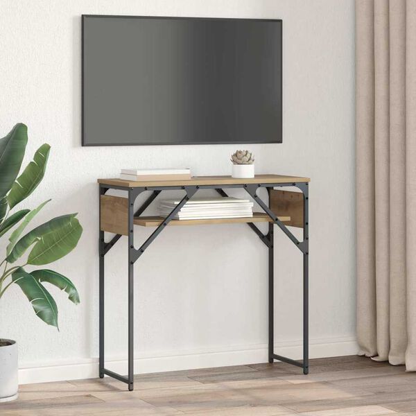 vidaXL Konsolbord Artisan Egetr&aelig; 75x30x75cm Konstrueret tr&aelig;