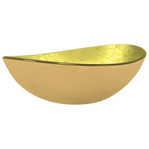 vidaXL h&aring;ndvask 54,5x35x15,5 cm h&aelig;rdet glas Guldfarvet