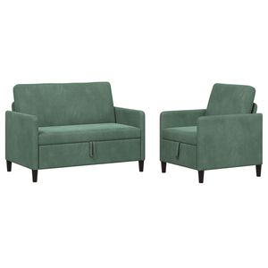 vidaXL Sofa s&aelig;t med opbevaring 2 stk. Havgr&oslash;n Polyester