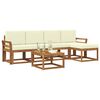 vidaXL Udend&oslash;rs sofagruppe 6 pcs Naturlig og Fl&oslash;de Massivt Akacietr&aelig;