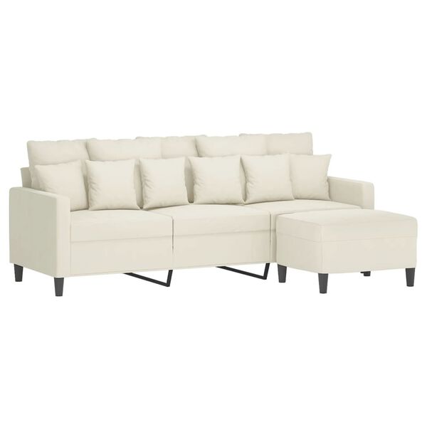 vidaXL 3-personers sofa med fodskammel 180 cm velour cremefarvet