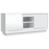 vidaXL tv-bord 102x35x45 cm konstrueret tr&aelig; hvid h&oslash;jglans