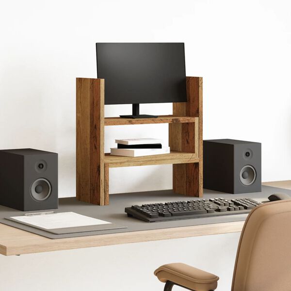 vidaXL hylde til skrivebord 40x17x41 cm konstrueret træ antikt træ