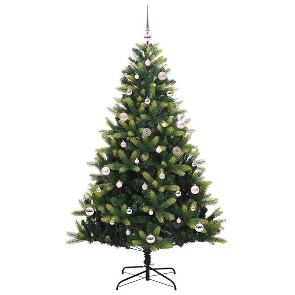 vidaXL Kunstig h&aelig;ngslet juletr&aelig; med 150 LED-lys Gr&oslash;n 150 cm PVC og PE