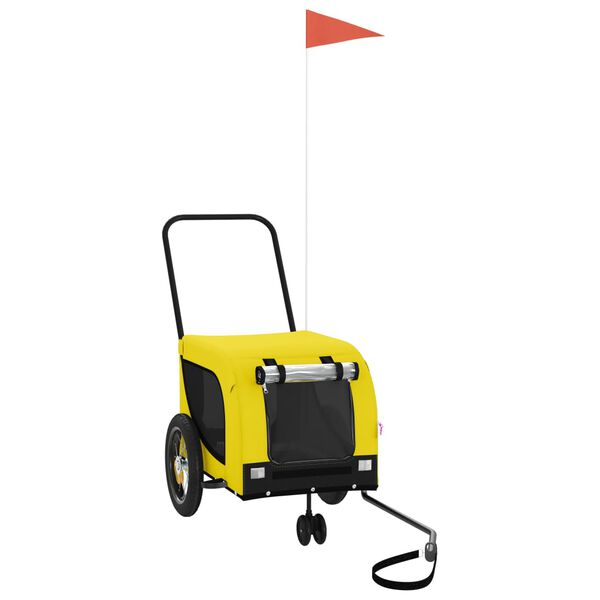 vidaXL hundetrailer til cykel oxfordstof og jern gul og sort