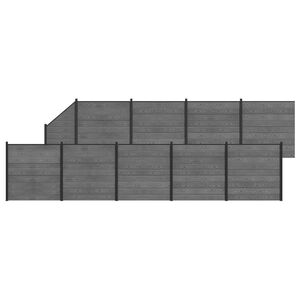 vidaXL Hegnss&aelig;t 10 stk. 1657 x 186 cm WPC og Aluminium Gr&aring;