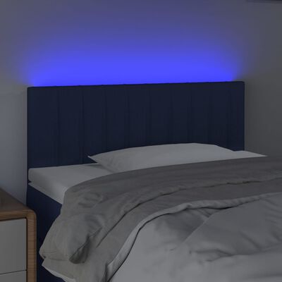 vidaXL sengegavl med LED-lys 80x5x78/88 cm stof blå