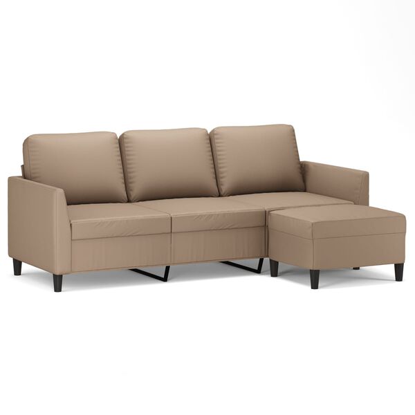 vidaXL 3-personers sofa med fodskammel 180 cm kunstlæder cappuccino
