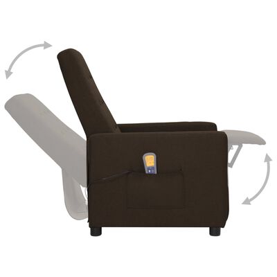 vidaXL løftestol med massagefunktion stof mørkebrun
