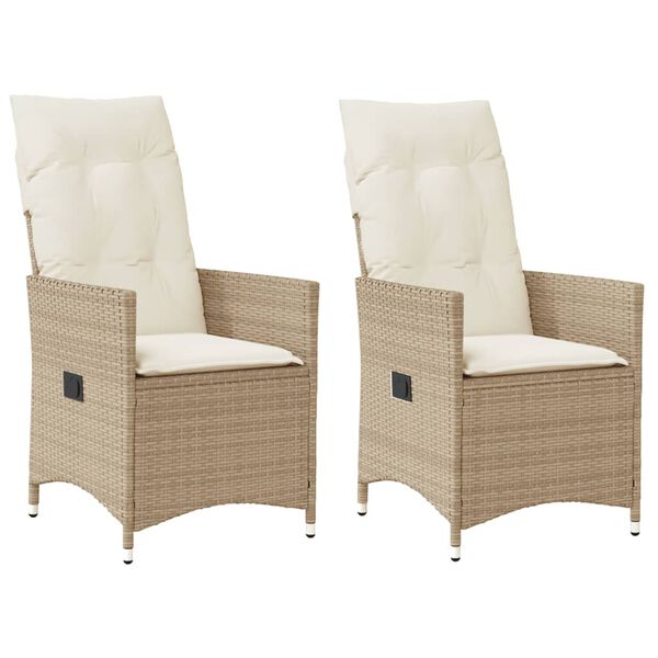 vidaXL havestole 2 stk. med l&aelig;nefunktion og hynder polyrattan beige