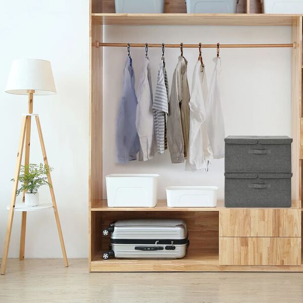 vidaXL opbevaringskasser 2 stk. 50x30x25 cm stof antracitgrå