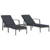 vidaXL liggestole med bord 2 stk. polyrattan gr&aring;